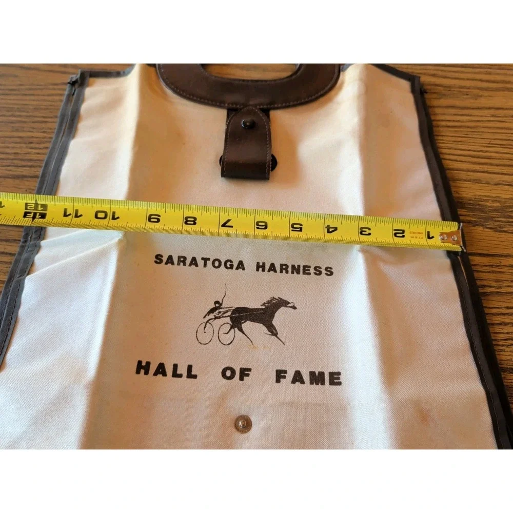 Vintage Saratoga Harness H.o.f Canvass Tote Bag With Leather Handles